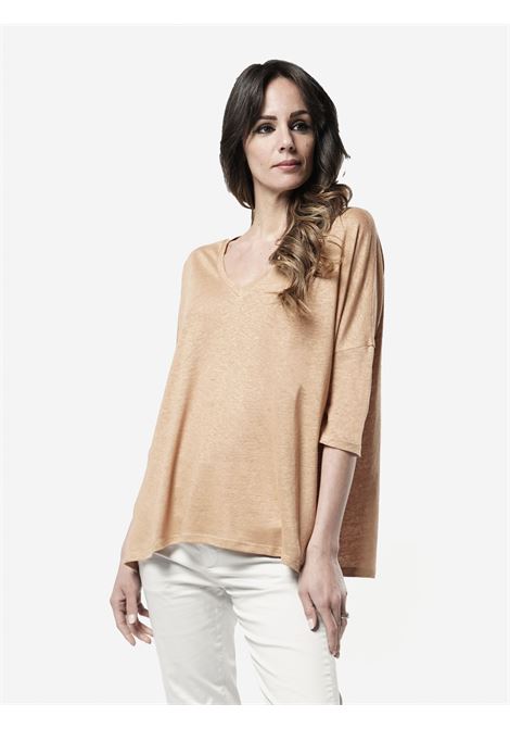 T-shirt scollo a V oversize in lino NOT SHY | T- Shirt | EMILIE-4405005S/G